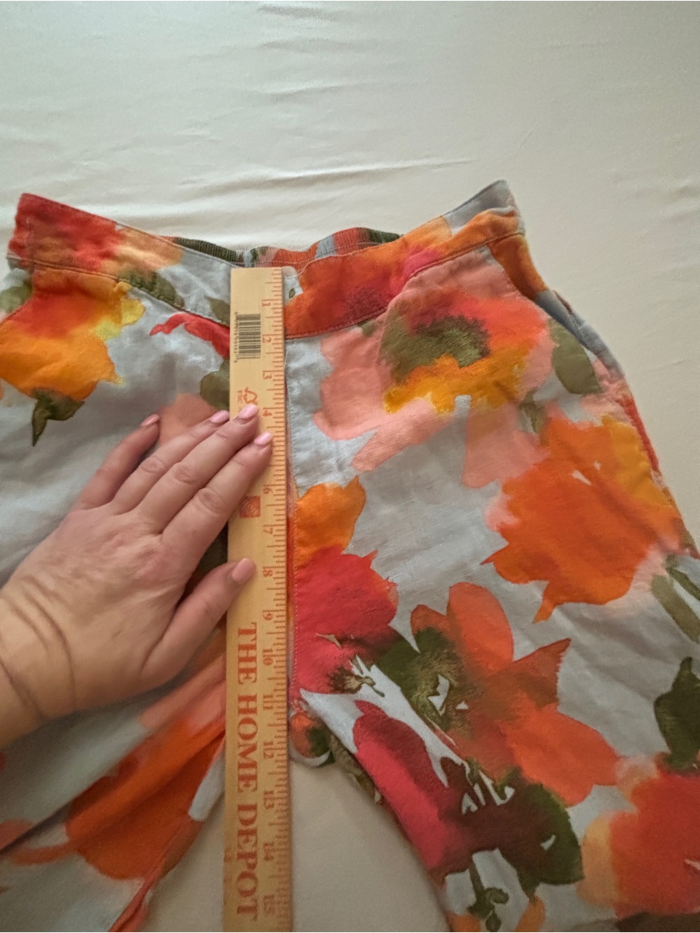 Joie Linen Lightweight Floral Wide Leg Culottes Women’s M Fun Orange & Bue - Picture 7 of 8
